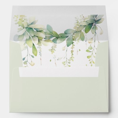 Woodland Animals Forest Greenery Baby Boy Shower Envelope