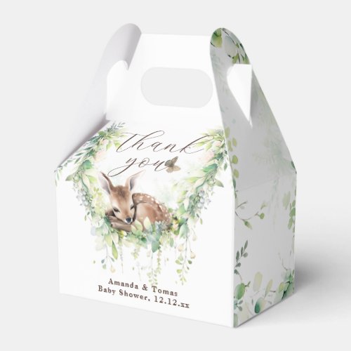 Woodland Animals Forest Greenery Baby Boy Shower Favor Boxes