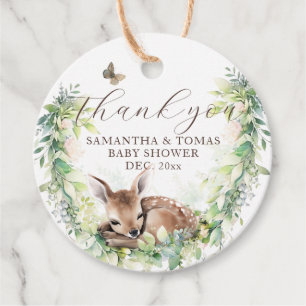 Woodland Animals Forest Greenery Baby Boy Shower Favor Tags