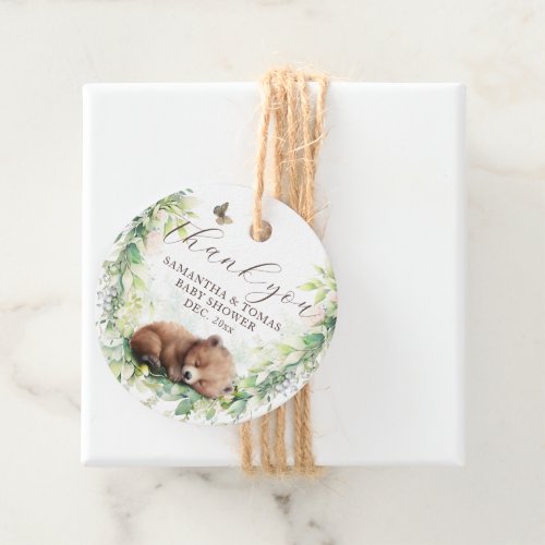 Woodland Animals Forest Greenery Baby Boy Shower Favor Tags