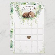 Woodland Animals Forest Greenery Baby Shower Bingo