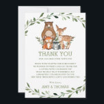 Woodland Animals Forest Greenery Baby Shower Chic Thank You Card<br><div class="desc">Personalize this chic greenery woodland thank you card with your thank you message and details today! Simply press the customize it button to further re-arrange and format the style and placement of the texts. Featuring whimsical cute forest animals and chic watercolor green foliage. Matching items available in store. (c) The...</div>