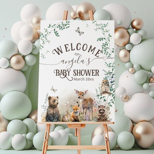 Woodland animals forest greenery Baby Shower Foam Board