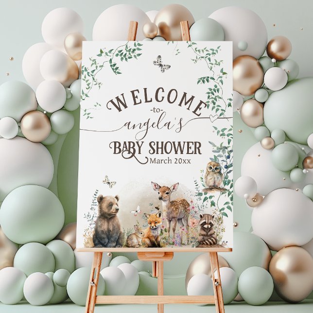 Woodland animals forest greenery Baby Shower Foam Board (Creator Uploaded)