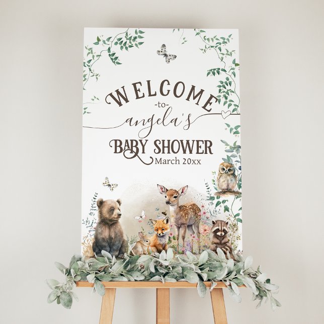 Woodland animals forest greenery Baby Shower Foam Board (Creator Uploaded)