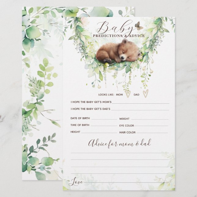 Woodland Animals Forest Greenery Baby Shower Game (Front/Back)