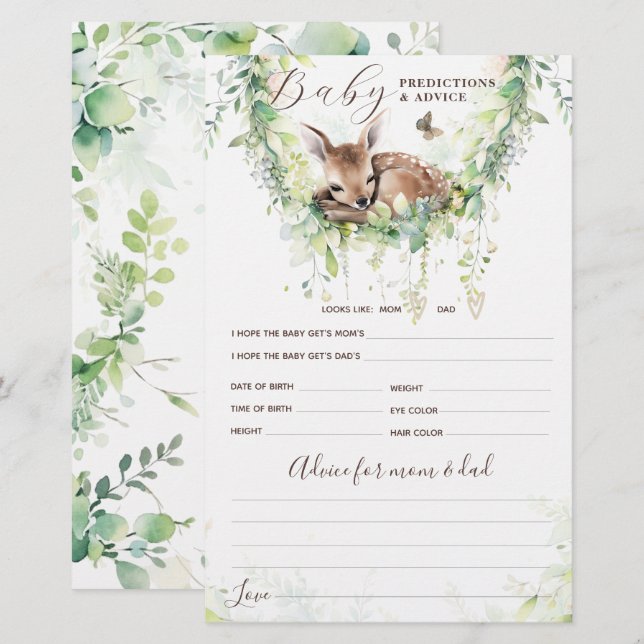 Woodland Animals Forest Greenery Baby Shower Game (Front/Back)