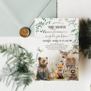 Woodland animals forest greenery Baby Shower Invitation