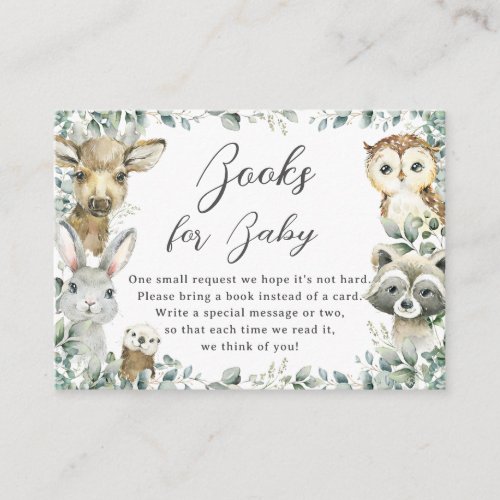 Woodland Animals Forest Greenery Books for Baby Enclosure Card