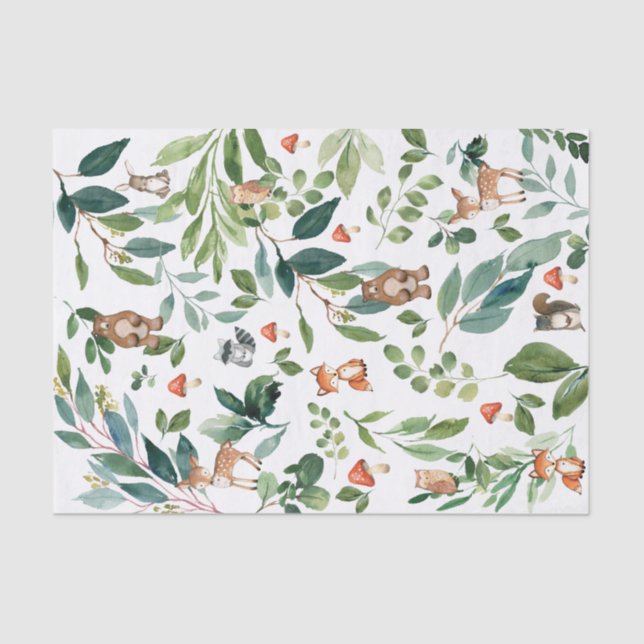 Woodland Animals Forest Greenery Decoupage Craft Tissue Paper (Front)