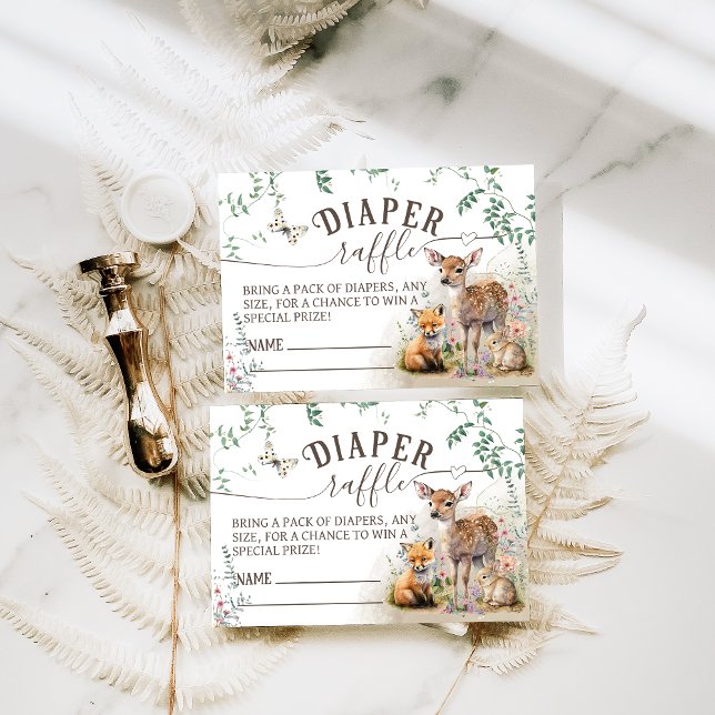 Woodland animals forest greenery Shower diaper Enclosure Card (Creator Uploaded)