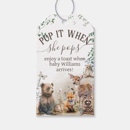 Woodland animals forest greenery Shower She pops Gift Tags