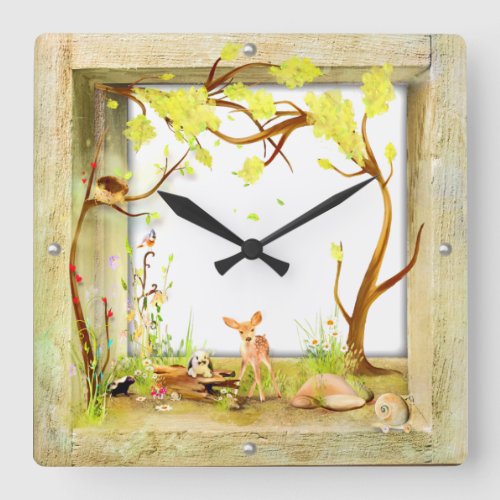 woodland animals forest in a box clock