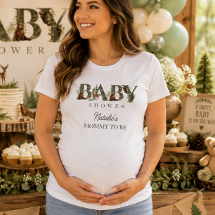 Woodland Animals Forest Mommy to Be Baby Shower T-Shirt