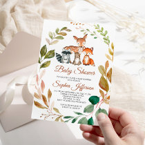 Woodland Animals Forest Rustic Baby Shower Invitation