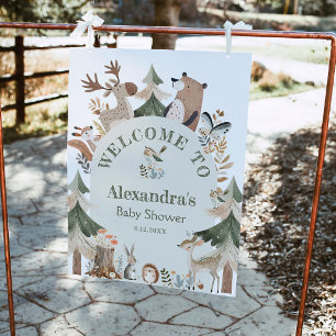 Woodland animals Forest sage Baby Shower Welcome Foam Board