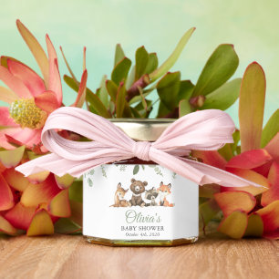 Woodland Animals, Forest, Wild One, Baby Shower Honey Jar Favors