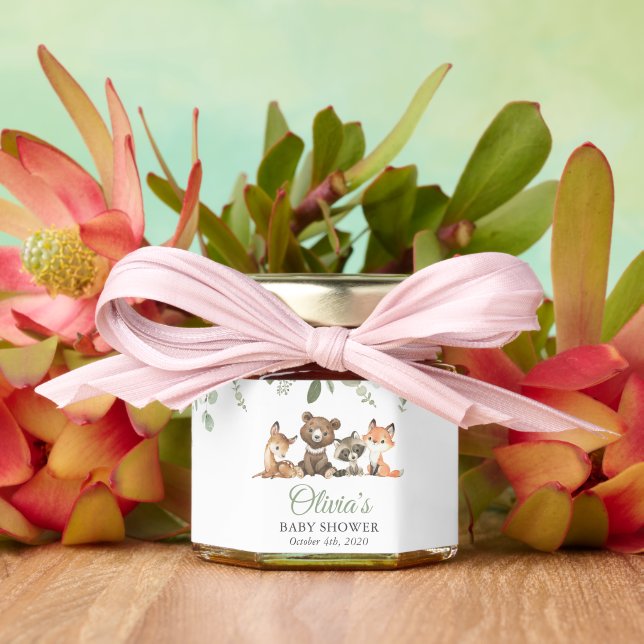 Woodland Animals, Forest, Wild One, Baby Shower Honey Jar Favors (Insitu (Wedding))