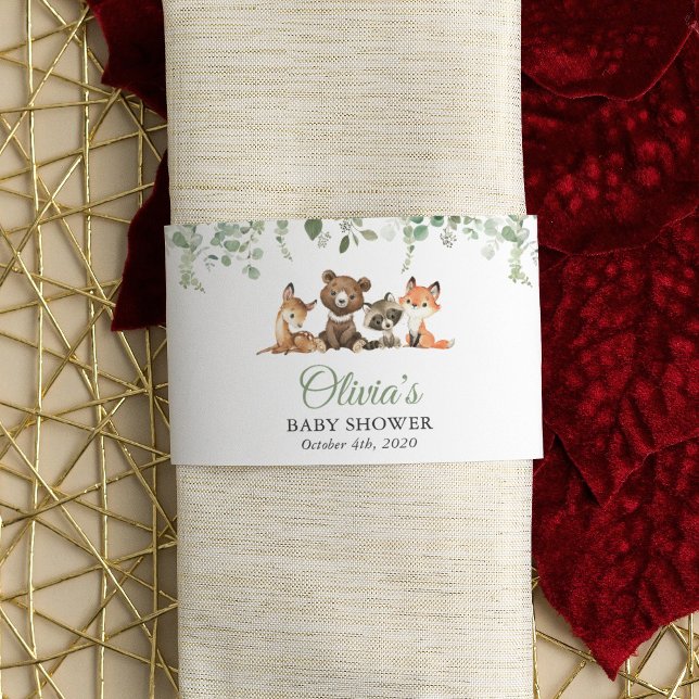 Woodland Animals, Forest, Wild One, Baby Shower Napkin Bands (Creator Uploaded)