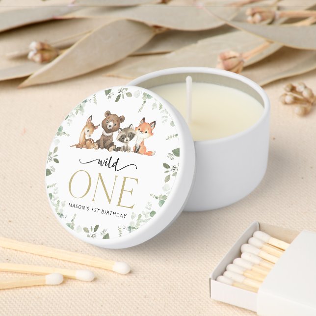 Woodland Animals, Forest, Wild One, First Birthday Mini Candle Favors (Insitu)