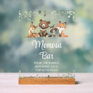Woodland Animals, Forest, Wild One, Momosa Bar Acrylic Sign