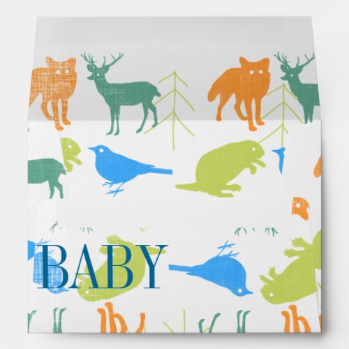 Woodland Animals Fox Baby Boy Shower Invitations Envelope