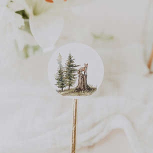 Woodland Animals Fox Baby Shower Favor Classic Round Sticker