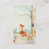 Woodland Animals Fox Deer Diaper Raffle Girl Baby Business Card (Back)