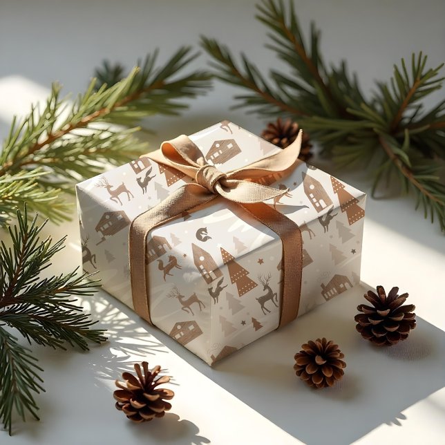 Woodland Animals Fox, Deer & Rabbit Cozy Village Wrapping Paper (Woodland Animals Fox, Deer & Rabbit Cozy Village Wrapping Paper)