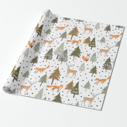 Woodland Animals Fox Deer Wrapping Paper Sheets