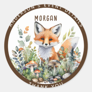 Woodland Animals FOX Favors Thank You Gift Decor Classic Round Sticker