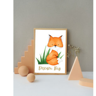 Woodland Animals Fox Nursery Poster
