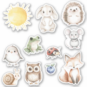 Woodland Animals Fox Owl Hedgehog Bunny Sticker
