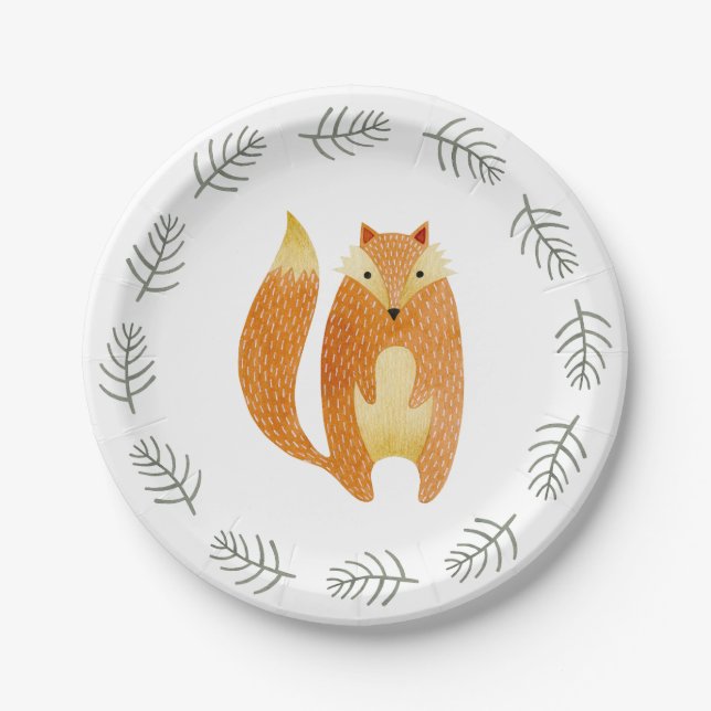 Woodland Animals Fox Paper Plates (Front)