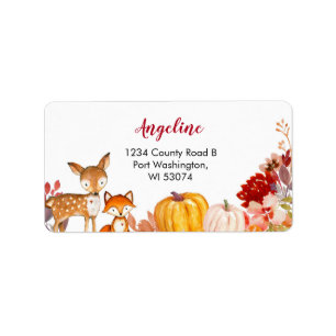 Woodland Animals Friends Pumpkin Address Label