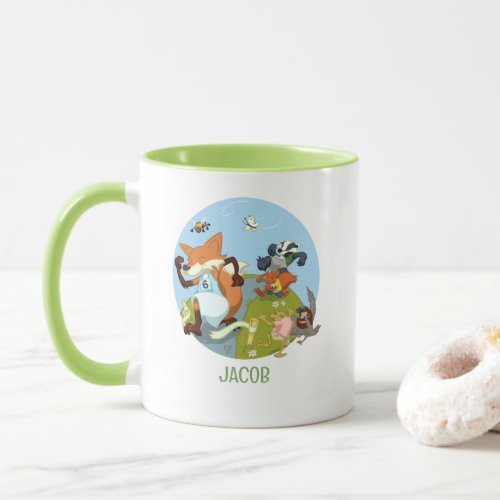 Woodland Animals Fun Run Fox  Badger Name Mug