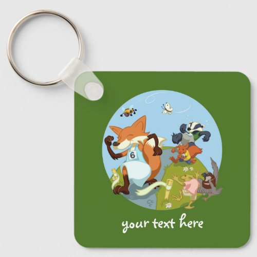 Woodland Animals Fun Running Fox  Badger Cartoon  Keychain