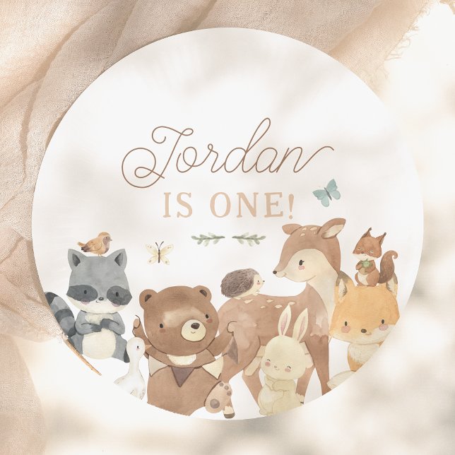 Woodland Animals Gender-Neutral 1st Birthday Party Paper Plates (Creator Uploaded)