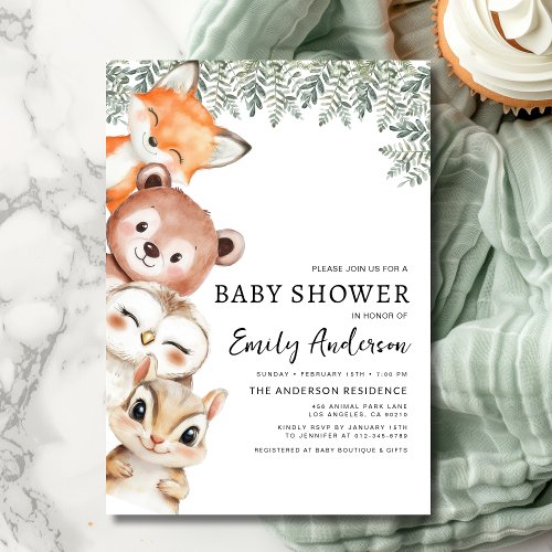 Woodland Neutral baby shower invitation