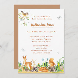Woodland Animals Gender Neutral Baby Shower Invitation