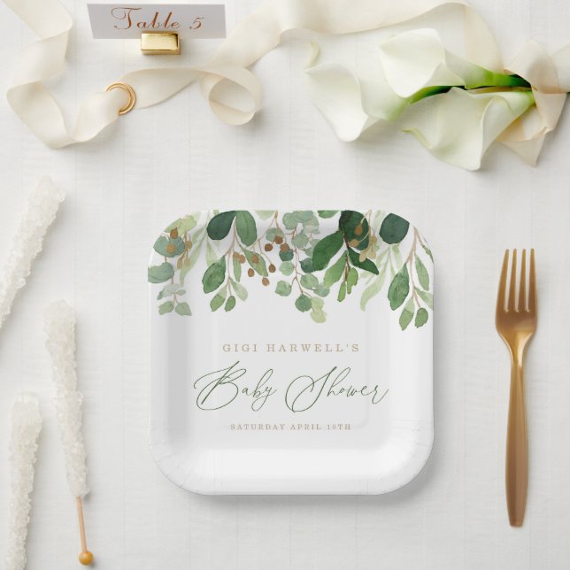 Woodland Animals Gender Neutral Baby Shower Paper Plates (Wedding)