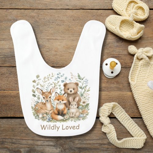 Woodland Animals Gender Neutral Personalized Baby Bib