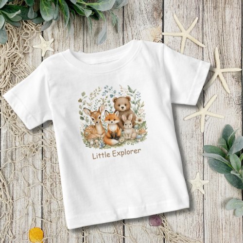 Woodland Animals Gender Neutral Personalized Baby T-Shirt