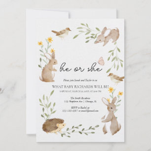 Woodland Animals Gender reveal Invitation