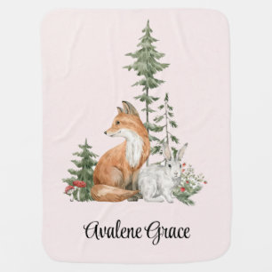 Woodland Animals Girl Baby Shower Gift Blanket