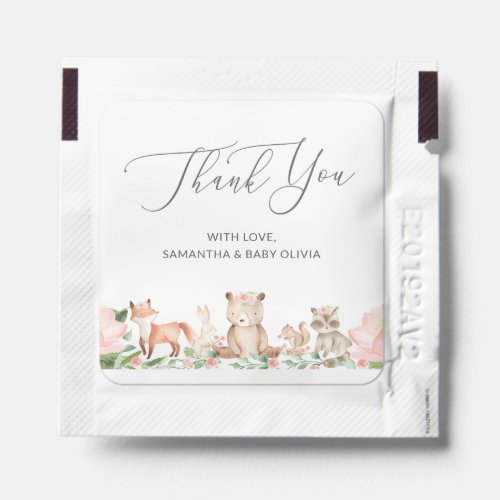 Woodland Animals Girl Cute Thank You Baby Shower Hand Sanitizer Packet