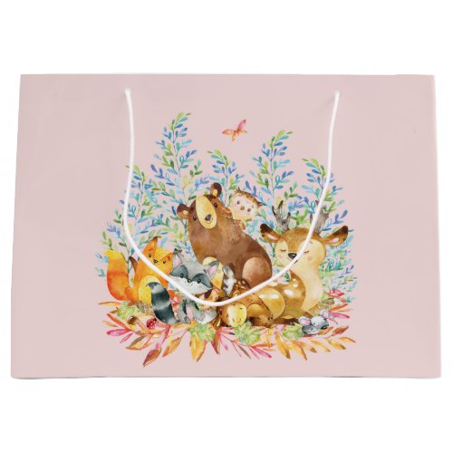 Woodland Animals Girls Baby Shower Gift Bag