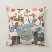 Woodland Animals GODCHILD Gift - Baptism or OTHER Throw Pillow