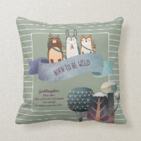Woodland Animals GODDAUGHTER GODSON Gift - Baptism Throw Pillow