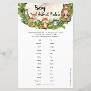 Woodland animals greenery Baby Animal Match